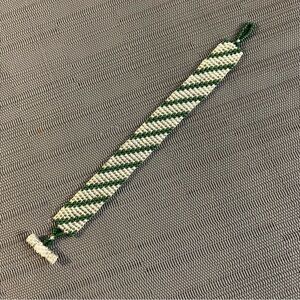 Loom Beaded Bracelet - Green, White & Clear Woven Bracelet